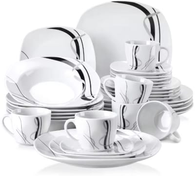Fiorenzo Ovenschaal - 30 delig - 4 persoons - Wit - Dinerborden - Bordenset - Diepe borden - Ontbijtborden - Servies - Keukenservies