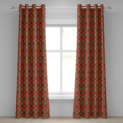 ABAKUHAUS kerstooggordijn, decoratieve 2-paneels raamgordijnen voor de slaapkamer en woonkamer, 280 cm x 225 cm, olijfgroen wit