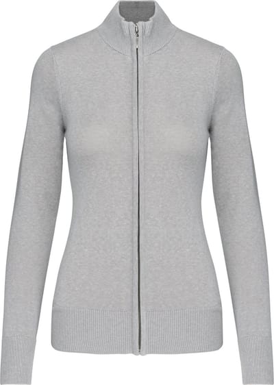 Kariban Dames cardigan met rits K962 - Grey Melange - S