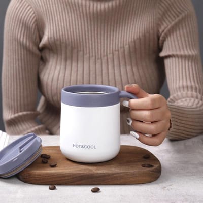 350ML Geïsoleerde Koffiemok Thermos Thee Waterbeker Roestvrij Staal Geïsoleerde Mok met Deksel Tumbler Thermosfles Drinkware 350ml gray