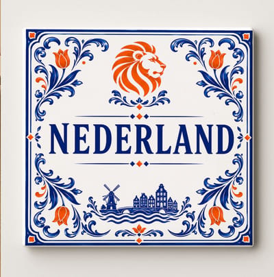 Nederland Decoratieve Keramische Tegel – Nederland Leeuw Wandtegel – Oranje Blauw Nederlands Heritage Souvenir Cadeau