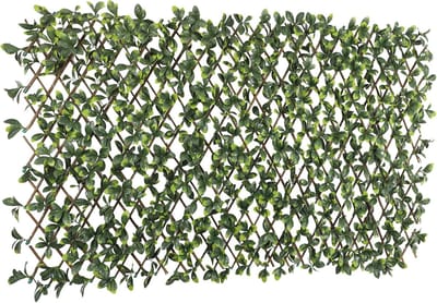 Kunstblad Privacy Hek - Faux Klimop Scherm - Buiten Decoratie - Uitbreidbaar en Rekbaar - 45x279 cm - Groen