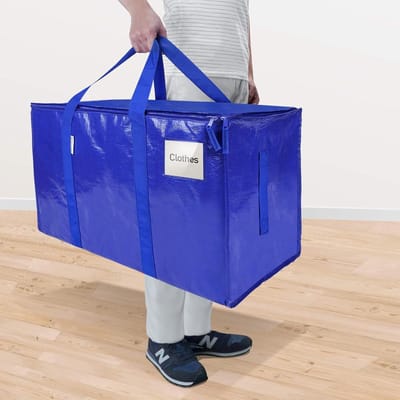 Verhuis Tassen - Opbergzakken - Ruimte Besparen - Extra Sterke Handgrepen - 16 Stuks - Blauw