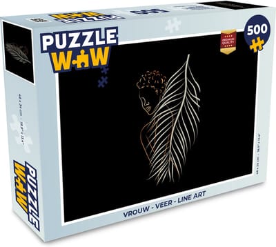 Puzzel Vrouw - Veer - Line art - Legpuzzel - Puzzel 500 stukjes