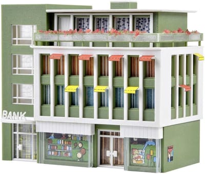 Modelbouw Gebouw - Miniatuur Huis - Diorama Bouw - Jaren '50 Stijl - 95cm Breed - Groen