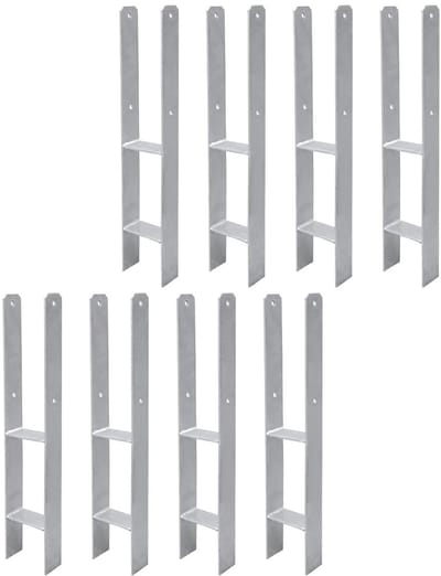 H Post Ankers - Paalhouders Tuin - Houtconstructies Bouwen - Roestvrij Staal - 111mm 600mm - Zwart