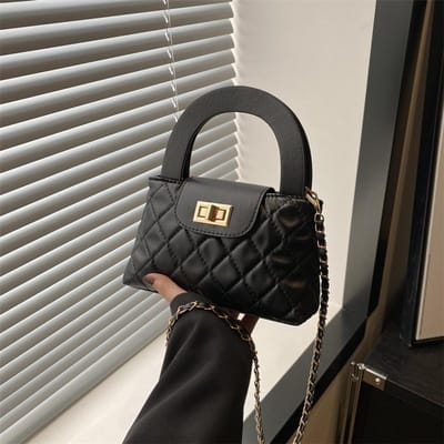 Diamant Borduurdraad Mode Koreaanse Lock Handtas Nieuwe Lente Veelzijdig Ins Ketting Crossbody Kleine Vierkante Tas gray