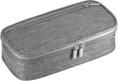 Grote 2-compartimenten etui van Oxford stof voor tieners, met rits, geschikt voor schoolbenodigdheden, pennen en een 20 cm liniaal, ideaal voor kantoor en studie.