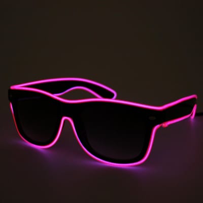 Loud and Clear® LED Bril - Lichtgevend - Festival Bril - Draadloos - Oplaadbaar - Roze