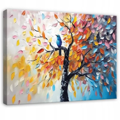 WALLARENA - Schilderij op canvas - 100x70 cm - moderne 3D-boom abstract - abstract schilderij voor woonkamer en slaapkamer
