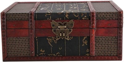 Vintage Houten Opbergdoos voor Sieraden en Boeken - Decoratieve Schatkist met Slot in Retro Stijl, Perfect voor Organisatie en Decoratie