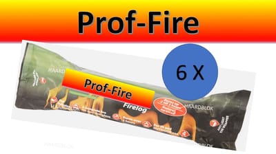 Prof-Fire - 6 Haardblokken uit Geperste Houtschilfers - Lange Brandduur - Grote Calorische warmte - Samba & Fire-Up Kwaliteit