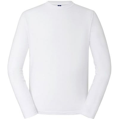 Russell Heren Klassiek T-shirt met lange mouwen (Wit)