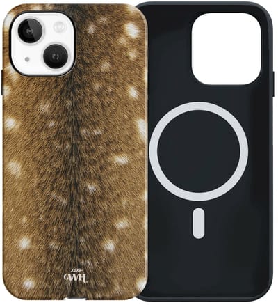 xoxo Wildhearts telefoonhoesje geschikt voor iPhone 15 MagSafe - Bambi Bliss - Magnetische hard case met dubbele beschermlaag - Beschermhoes shockproof case - Hoesje met dierenprint - Hert - Bruin