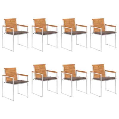 vidaXL - Tuinstoelen - 8 - st - met - kussens - massief - acaciahout