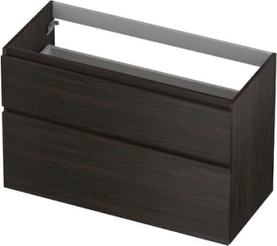 INK® wastafelonderkast 2 laden greeploos houten keerlijst asymmetrisch 100x45x65cm, intens eiken