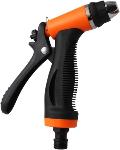 Hogedruk Spraymondstuk - Wateruitwerper Sproeier - Auto en Tuin Reinigen - Continu Spray Mogelijk - 16x9x3 cm - Oranje Zwart