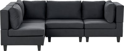 UNSTAD - 4-zitsbank modulair - Zwart - Rechtszijdig - Polyester
