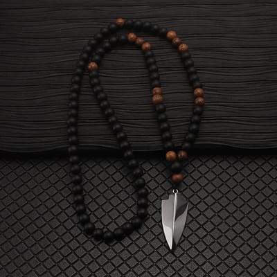 Donley Tibetaanse Boeddhistische Phurba Kilaya De Magische Dolk - houten ketting - zwart hout -hout kralen ketting - Haaientand - Hematiet Kruis - rozenkrans ketting - parel ketting - natuursteen ketting - Vulkanische Lava ketting - Carnelian -