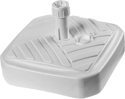 KADAX Parasolstandaard, ronde parasolstandaard, parasolhouder vulbaar met zand water of grind, standaard van kunststof voor tuin, terras, strand (versie 1 vierkant, wit)