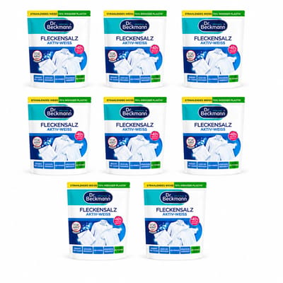 Dr. Beckmann Vlekkenzout Activ-Wit 8 x 400 g – Oxi-Power Voordeelverpakking voor Witte Was