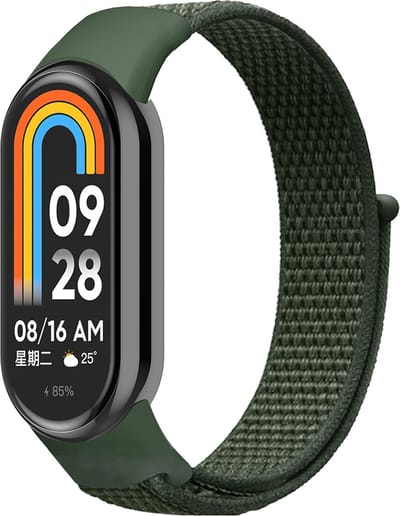 By Qubix - Sport loop nylon bandje - Leger groen - Geschikt voor Xiaomi Smart Band 8 / 9 / 10