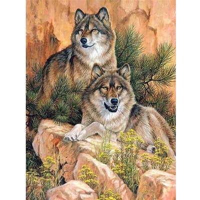 Broderie Diamant Loup Strass Point de Croix Peinture Diamant Animal Mosaïque Diamant Cristal 20X30CM black