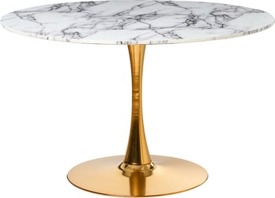 BOCA - Ronde eettafel - Wit marmer - 120 cm - MDF