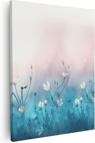Artaza Canvas Schilderij Wilde Bloemen - 40x50 cm - Muurdecoratie Bloemenveld - Wanddecoratie Woonkamer - Kamer Accessoires
