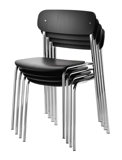 Thonet S 243 Stalen buisstoel - Beuken zwart (TP 29) gebeitst - verchroomd