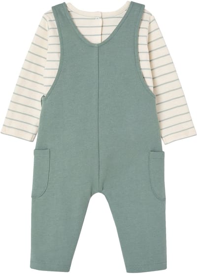 Vertbaudet Fleece babyset met T-shirt en tuinbroek