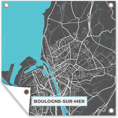 Tuin poster Boulogne-sur-Mer - Frankrijk - Plattegrond - Stadskaart - Kaart - 200x200 cm - Tuindoek