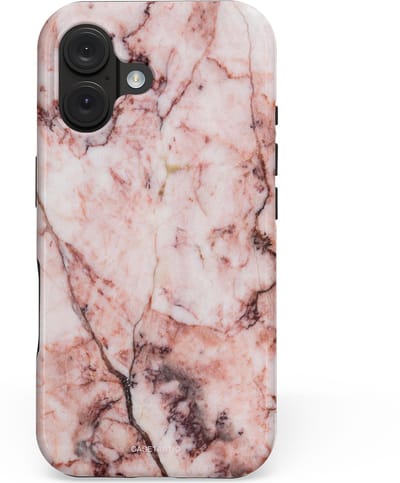 Casetastic hoesje geschikt voor Apple iPhone 16 - MagSafe - Dubbellaagse bescherming - Koraalrif Marmer - Fashion Case - Lichtroze Perzik