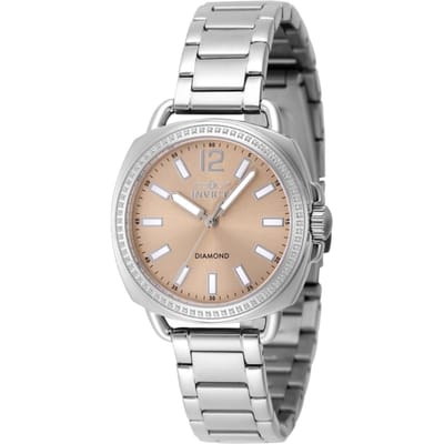Invicta Elite Diamond 48729 Dames Horloge - Quartz Uurwerk - Roestvrij Staal met rosegouden Wijzerplaat - 32mm - Met 72 diamanten
