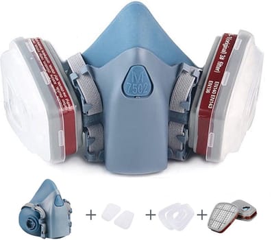 Rekx® Halfgelaatsmasker | 2 verwisselbare luchtfilters | Gasmasker | Stofmasker | Herbruikbaar | Blauw |