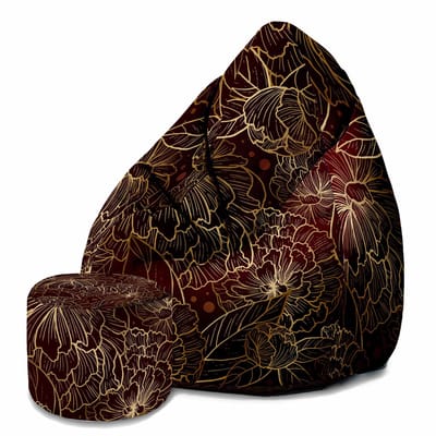 DreamRoots Velvet Zitzak voor Volwassenen – Luxe Beanbag met Voetsteun en Afneembare Hoes – Inclusief Vulling – 80x80x120 cm - Deep Peonia