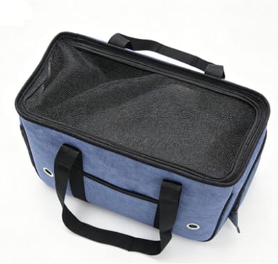 Hondendraagtas - Reistas huisdier - Veilig vervoer - Oprolgordijn functie - 39 x 17 x 27 cm - Marineblauw