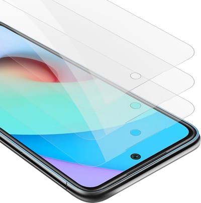 Cadorabo 3x Screenprotector geschikt voor Xiaomi RedMi 10 - Beschermende Pantser Film in KRISTALHELDER - Getemperd (Tempered) Display beschermend glas in 9H hardheid met 3D Touch