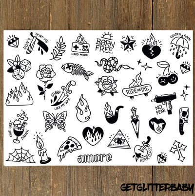 GetGlitterBaby® - Stoere Tattoos / Tijdelijke Tattoo / Nep Tatoeage voor Volwassenen / Henna Plak Festival Tattoes / Fake Temporary Halloween Tattoo