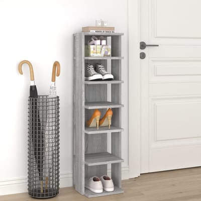vidaXL - Schoenenrek - 27,5x27x102 - cm - bewerkt - hout - grijs - sonoma
