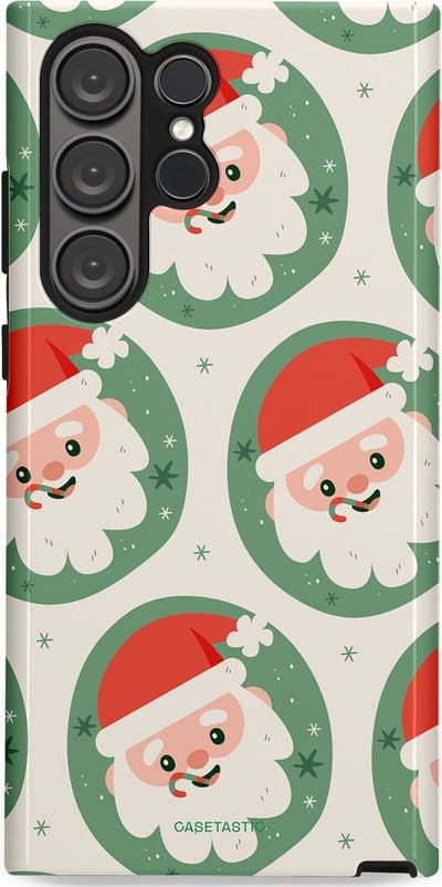 Casetastic hoesje geschikt voor Samsung Galaxy S23 Ultra - Dubbellaagse bescherming - Zuurstok Groen Witte Kerstman - Fashion Case - Wit Saliegroen Crème Terracotta