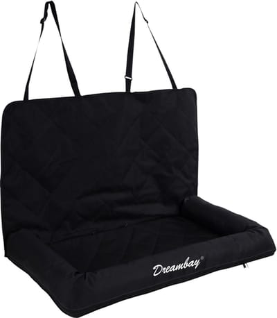 Autostoel hond – Flamingo Autostoel Dreambay Zwart – 91x50x58cm – achterbankmodel & waterafstotend – veilig reizen