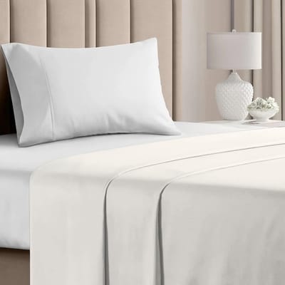 Bedsupplies Katoenen Laken 100% Katoen – Eenpersoons 150x260 cm Ademend, Zacht & Comfortabel - Ecru
