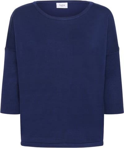 Saint Tropez A2561, MilaSZ R-Neck Pullover Dames Trui - Navy Peony