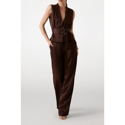 GUESS Iva Belted Straight Rich Brown Taglia: 36 | Pantaloni da completo Outlet | Donna | Marrone