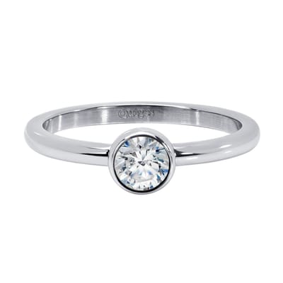 Quiges Stapelring Dames - Vulring - RVS Zilverkleurig met Zirkonia Transparant - Maat 19 - Hoogte 2mm