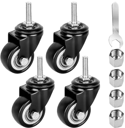 Zware Meubelwielen - 40mm M8 x 25mm Schroef Casters voor Meubels, Zonder Remmen, 35kg, 360 Graden Rotatie Rubber Wielen
