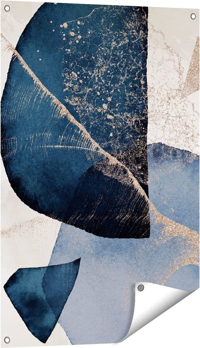 Gards Tuinposter Abstracte Kunst - Marmer met Gloed - 60x90 cm - Tuindoek - Tuindecoratie - Wanddecoratie buiten - Tuinschilderij