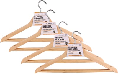 Benson Kledinghangers - 12x stuks - hout - anti slip - 45 cm - draaibare haak - kledingkast inruimen