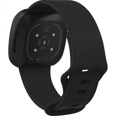 Siliconen Sport bandje - Geschikt voor Fitbit Sense/ Versa 3/ Versa 4/ Sense 2 - Zwart
